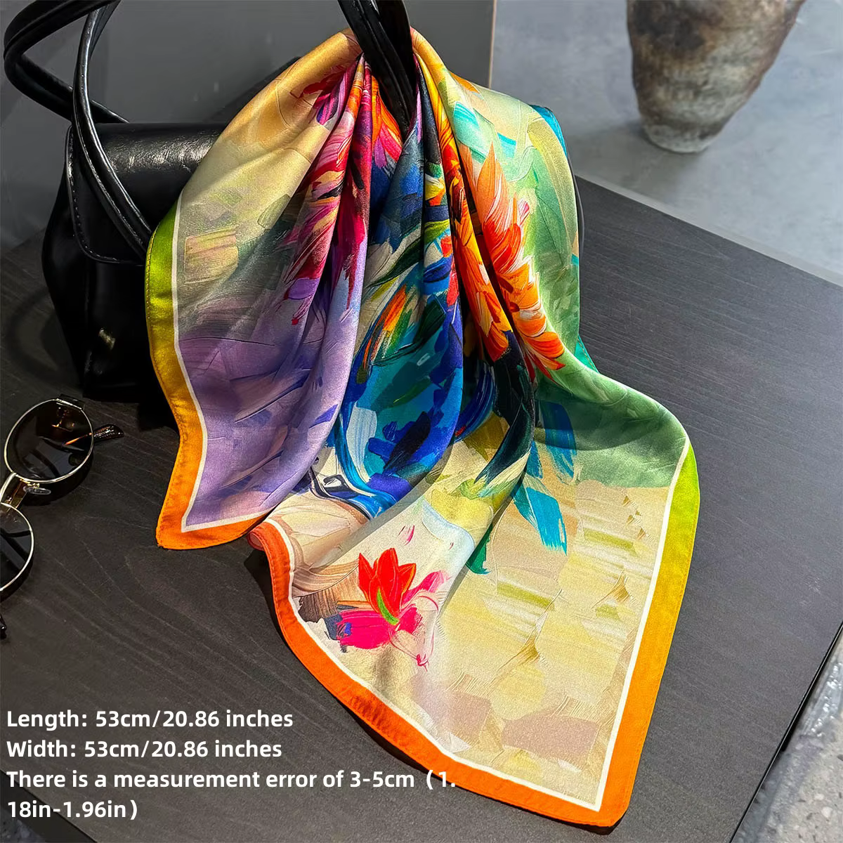 100% foulard en soie femmes petit 53cm carré Vase imprimé foulards cou cheveux main poignet Bandana 