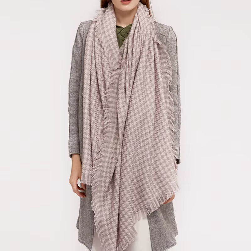 Écharpe Pied-de-Poule en Laine pour Femme, Grande Couverture, Châle Doux et Chaud, Collection Automn