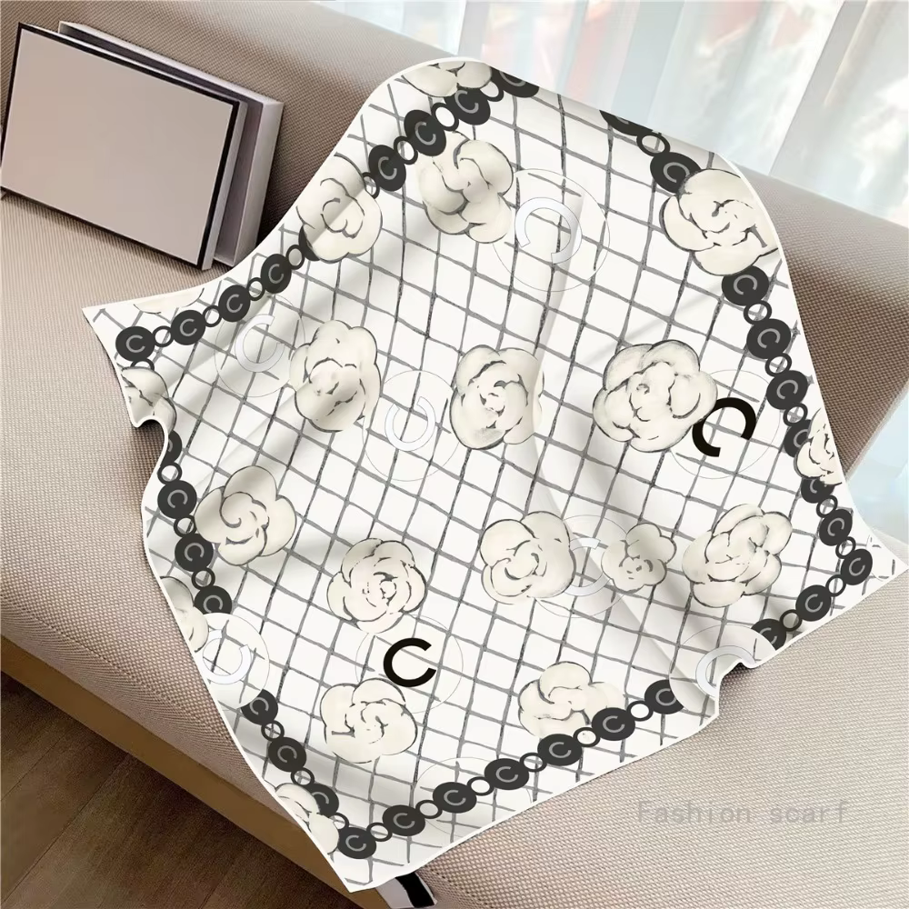 Français 90cm Plaid Rose sergé soie femmes voyage crème solaire châle grand carré écharpe foulard fo