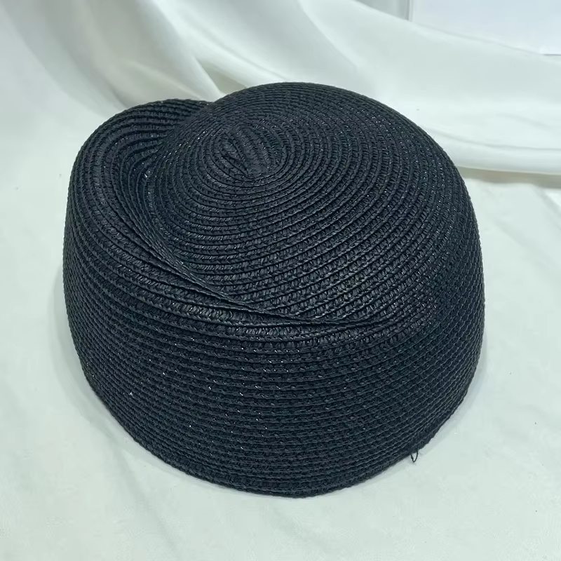 Chapeau Béret en Paille Vintage pour Femme, Chapeau de Soleil Fedora d'Été, Chapeau Pillbox d'Hôtess