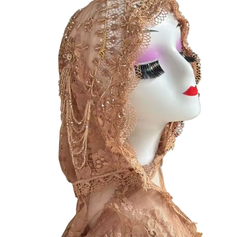 Hijabs pour femmes musulmanes noir gris avec perles Ramadam foulard soirée luxe Kufi écharpe dubaï T