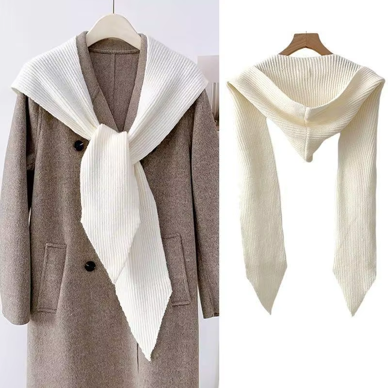 Ensemble bonnet et écharpe pour femme, cagoule coréenne, bonnets avec écharpe, châle, cache-cou, acc