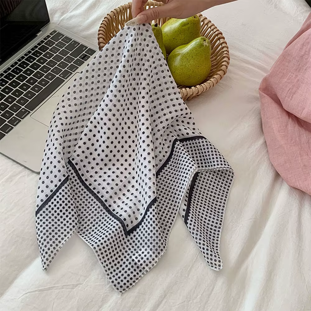 Foulard en coton et lin doux pour femme, petit hijab, imprimé floral, mouchoir, foulard pour cheveux