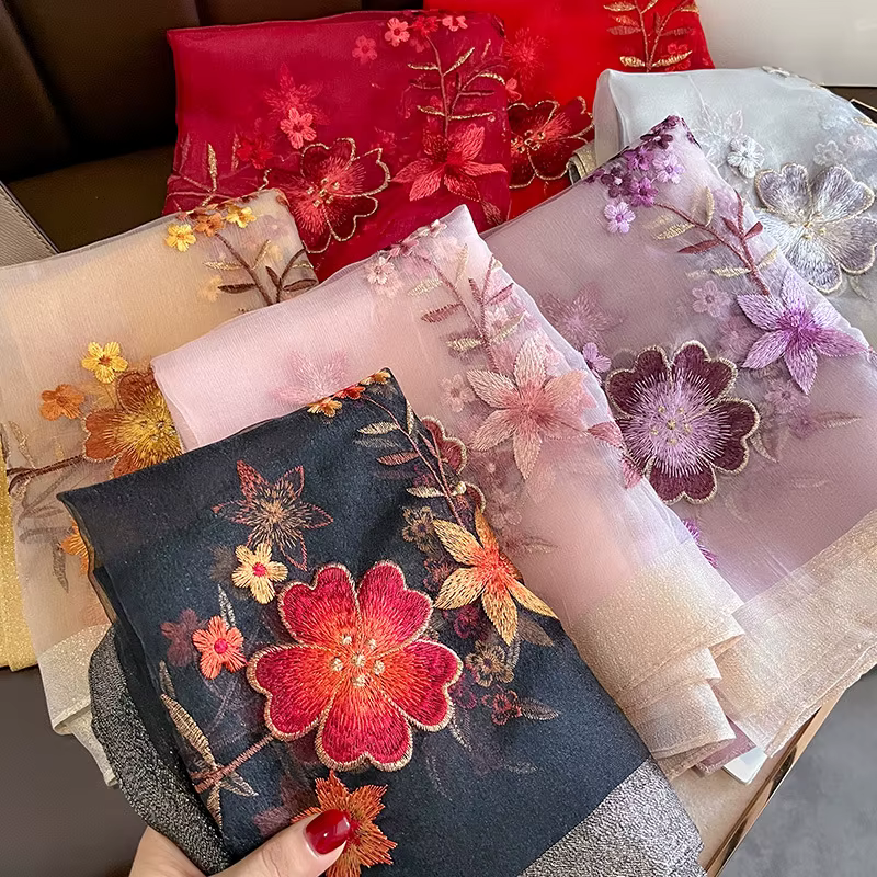 Écharpe en laine chaude pour femme, châles monochromes, pashmina floral Bufanda, écharpes de luxe br