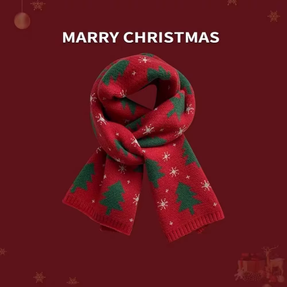 Écharpe en Faux cachemire, écharpe tricotée de noël élégante, écharpe rouge avec renne, confortable 