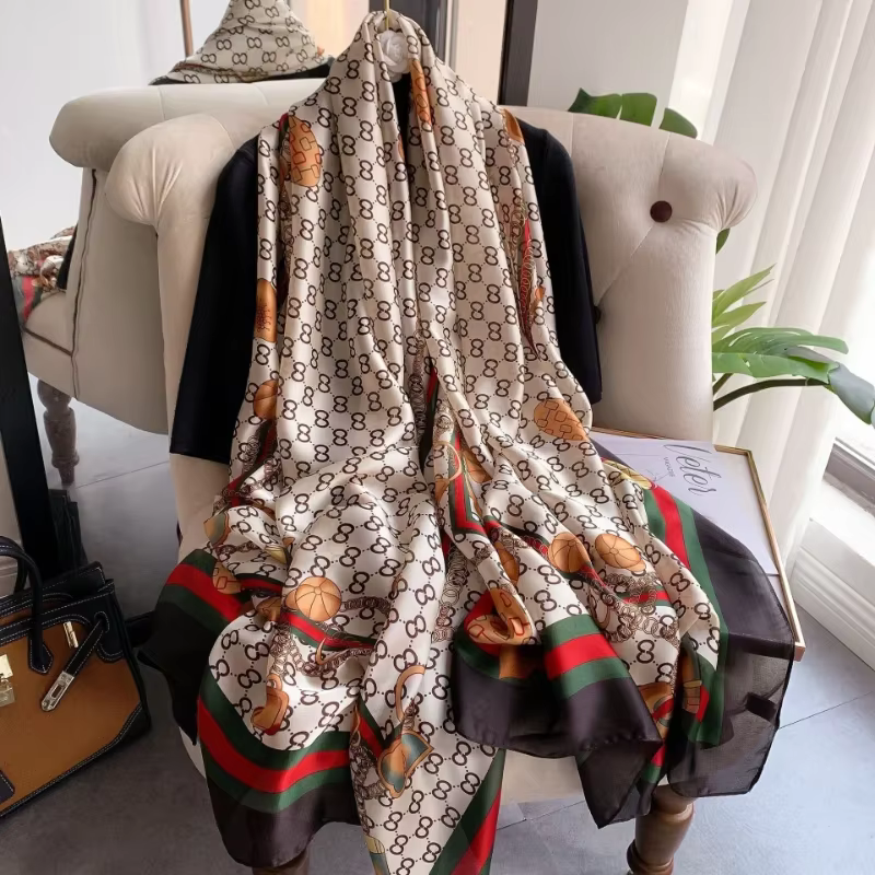 90 × 180 cm été nouvelle mode Simulation foulard en soie polyvalent mince foulards en soie de mûrier