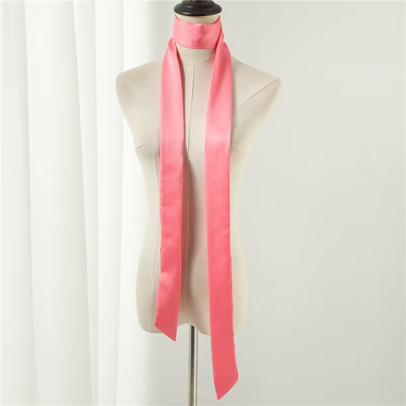 200*5 cm Satin soie étroite écharpe foulard solide cou foulards longue soie mince écharpe tête cou b
