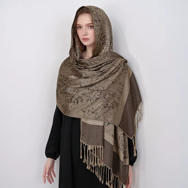 [T003] 1pc bohème mode Paisley Jacquard Pashmina écharpe gland dames Hijab châle enveloppement hiver