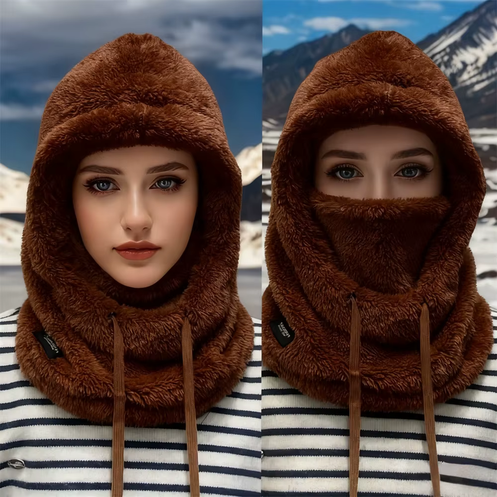 Cagoule thermique coupe-vent chaude d'hiver, capuche de Ski, couverture faciale de moto, polaire rég