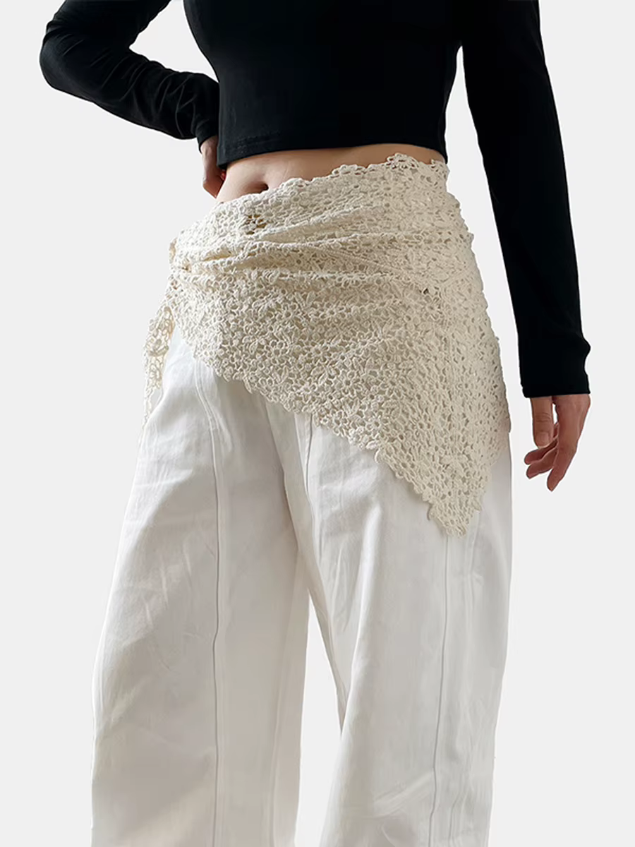 Écharpe triangulaire en dentelle au crochet, style vintage ajouré, écharpe de tête tricotée, écharpe