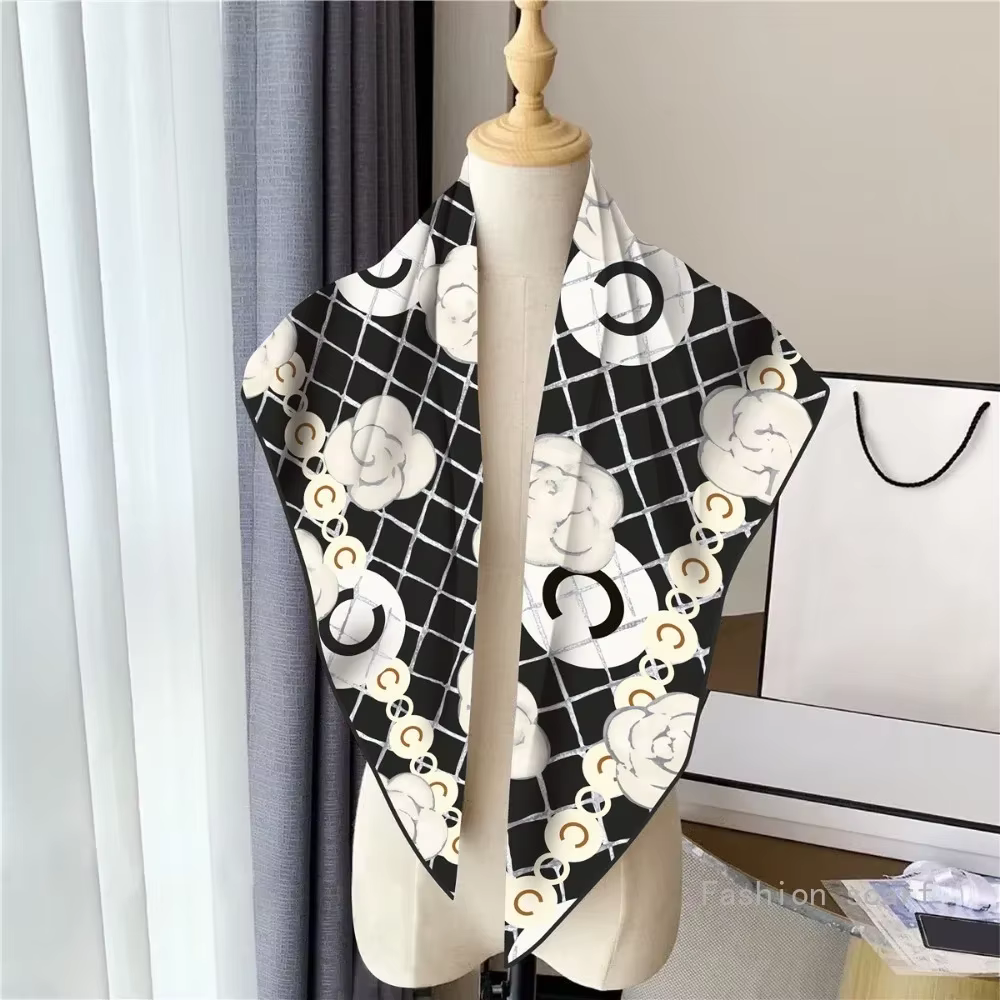Luxe français 90 cm Plaid Rose sergé soie femmes voyage crème solaire châle grand carré écharpe foul