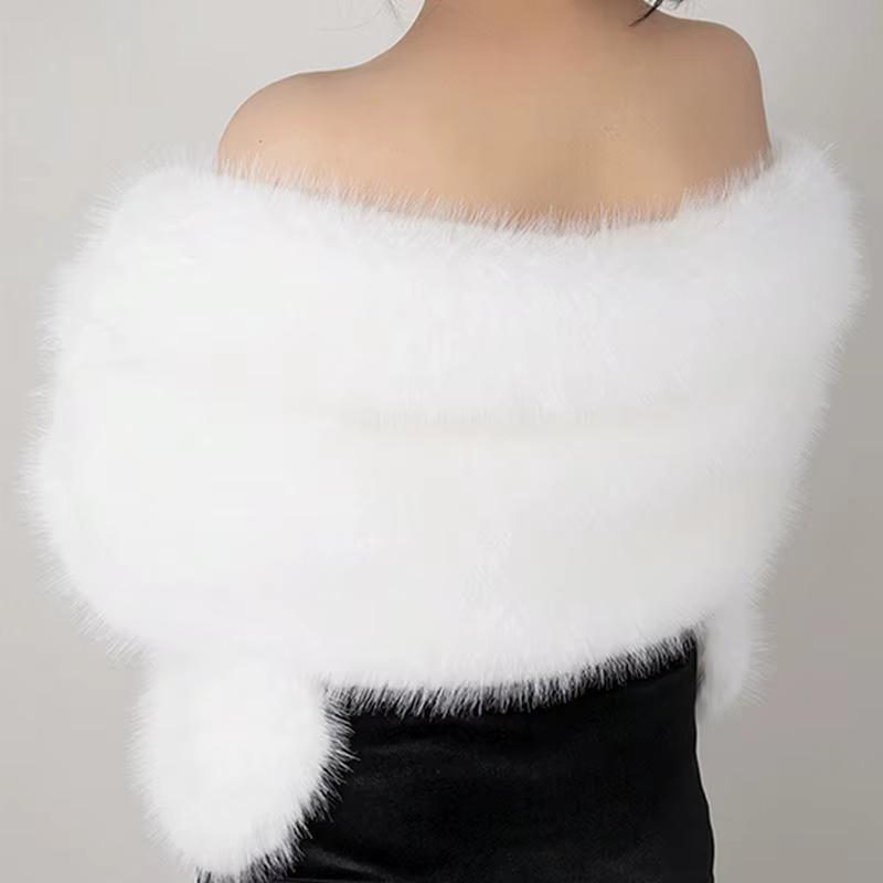 Châle en polyester et fourrure de renard fait à la main pour femmes, vêtements chauds, fête de maria