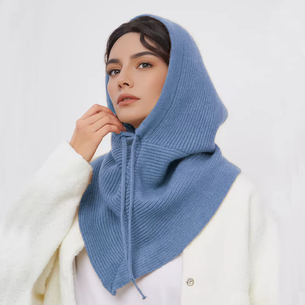 Cagoule d'hiver pour femmes, écharpe tricotée à capuche, casquette chaude d'extérieur, une pièce, co