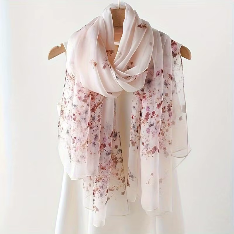 Écharpe légère en mousseline de soie de mûrier 100 % pour femme, châle oblong, foulard de cou, paréo