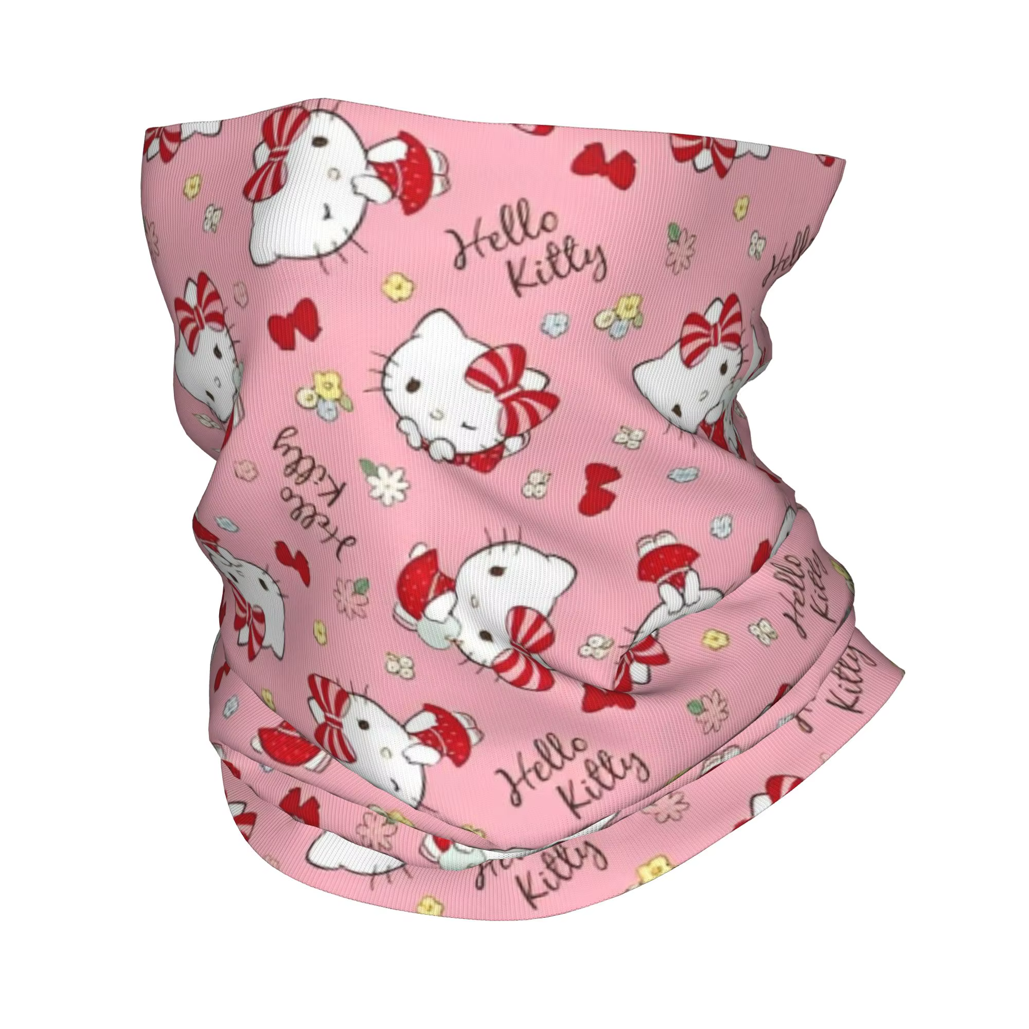Bandana rose Hello Kitty imprimé, cache-cou, écharpe multifonctionnelle, cagoule de randonnée unisex