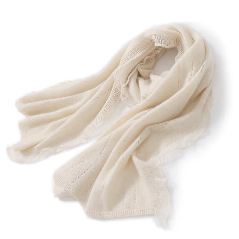 Écharpe 100% cachemire pour femmes, châle à double usage avec glands, chauffe-cou tricoté creux long
