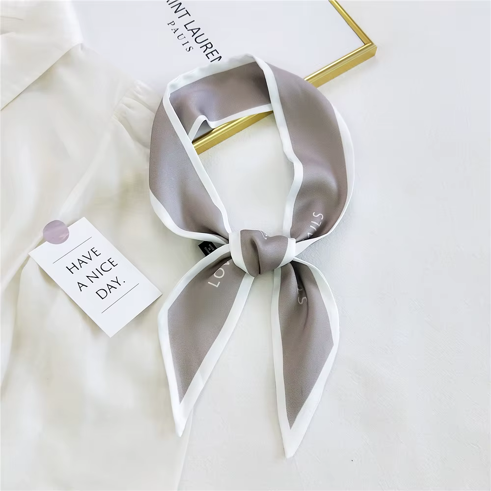 Longue Écharpe Étroite en Satin pour Femme, Foulard de Cheveux Élégant, Nministériels d, Lettre Impr