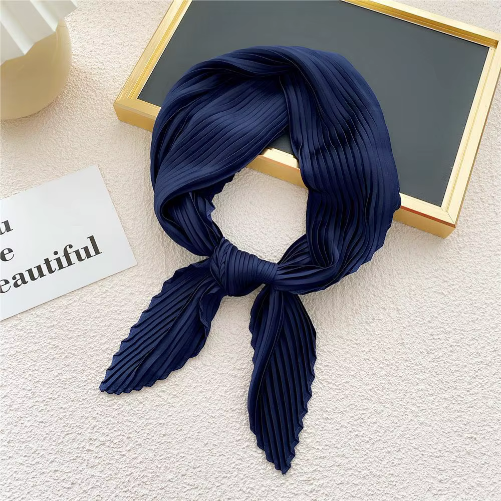 Écharpe de sauna en satin plissé pour femme, foulard de la présidence, ruban skinny, carré, bande de