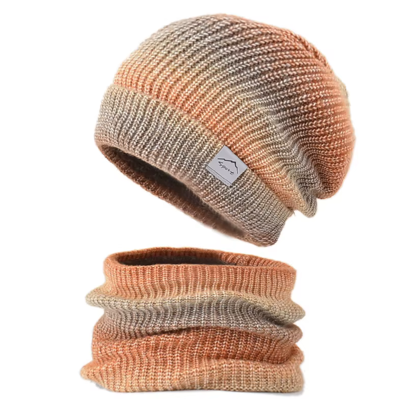 Ensemble chapeau et écharpe de cou pour femmes, 2 pièce/ensemble, avec peluche, écharpe chauffante à