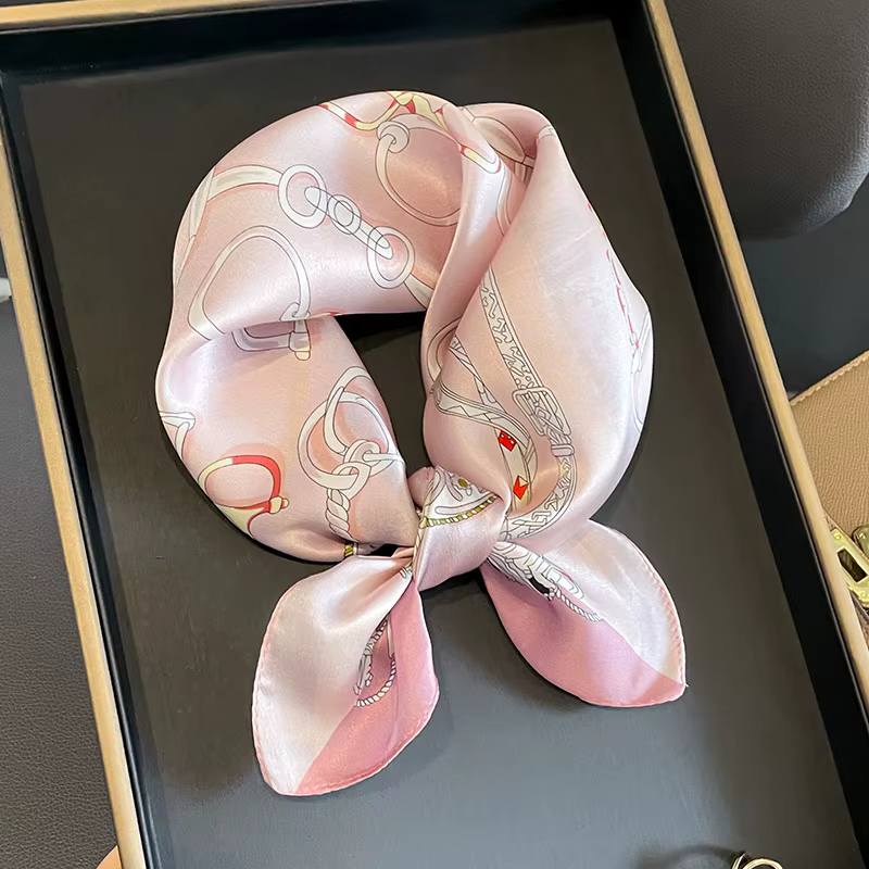 Écharpe 100% pure soie de mûrier de couleur rose – Foulard léger pour cheveux à tête carrée de 21 po