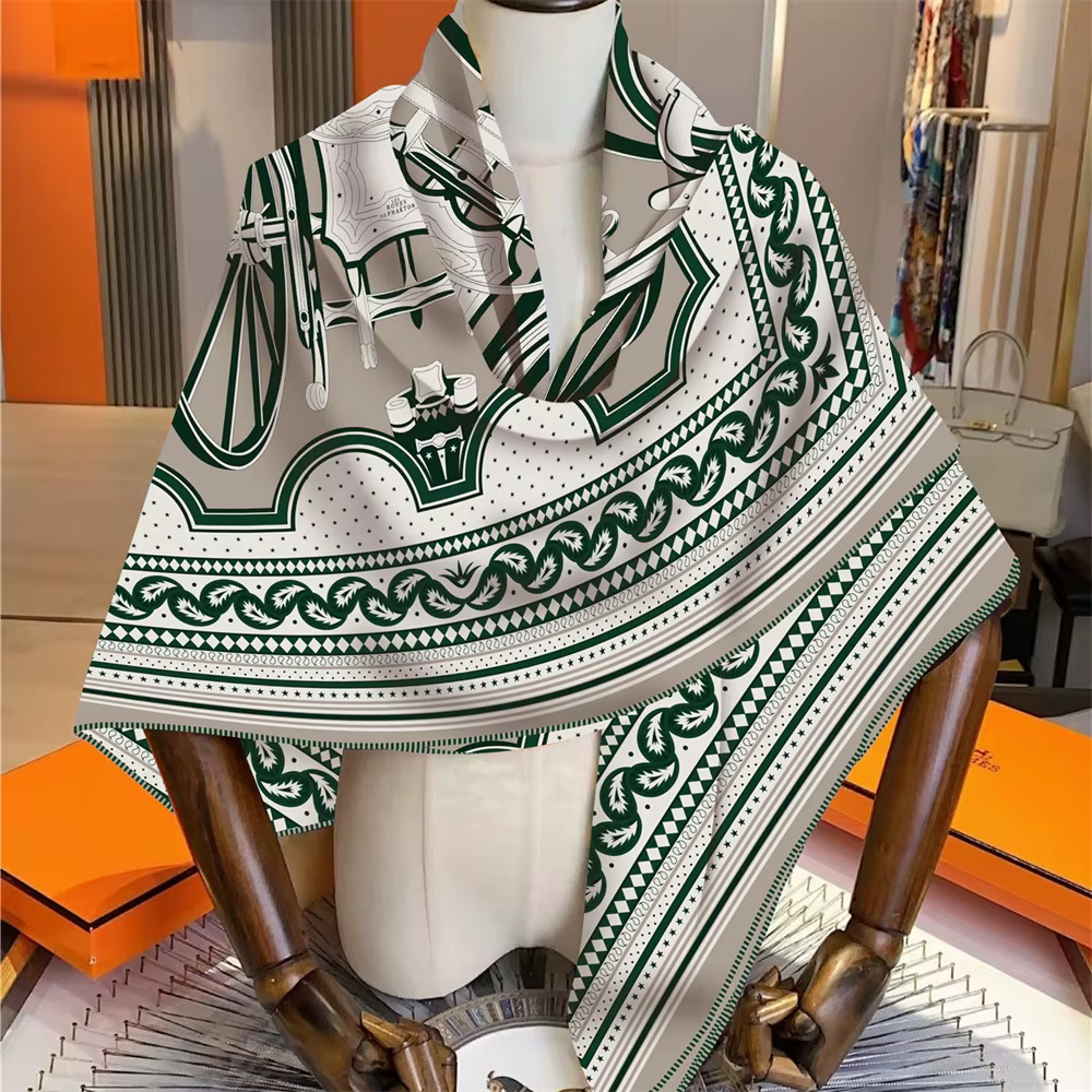 POBING 30% soie 70% cachemire écharpe femmes roulé à la main roue de chariot carré foulards envelopp