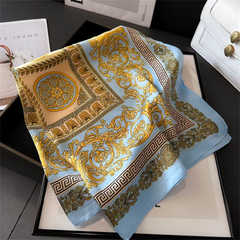 2025 nouvelle mode 70X70 cm imprimé femmes écharpe Pashmina foulard en soie carré châle décoratif ba