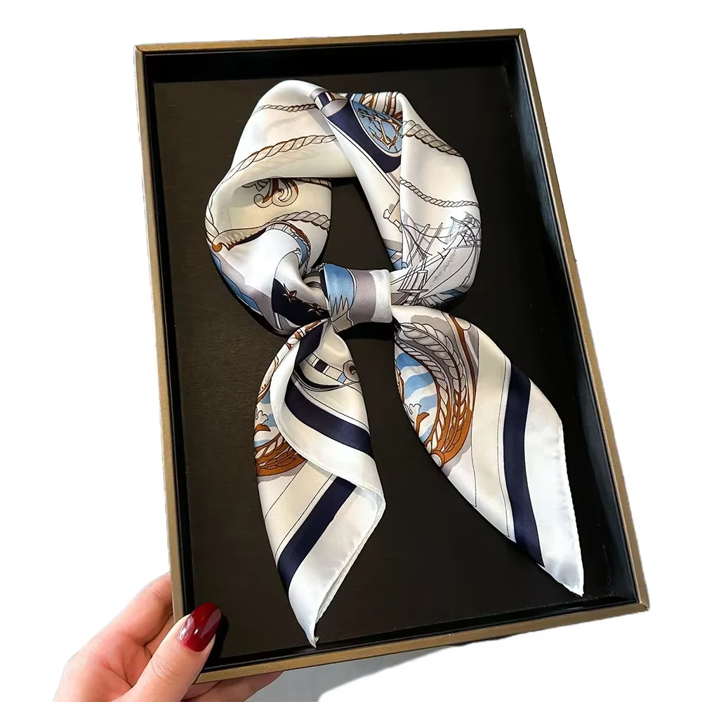 Foulard carré de luxe pour femmes, châle en soie, sensation de soie, Hijab en Satin, enveloppes de m