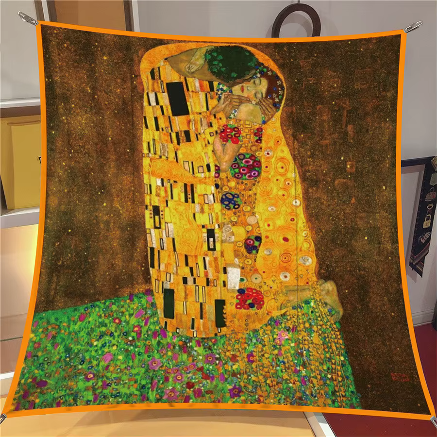 Foulard en soie femmes Klimt baiser imprimer foulards carrés tête Echarpes Foulards en soie Femme en