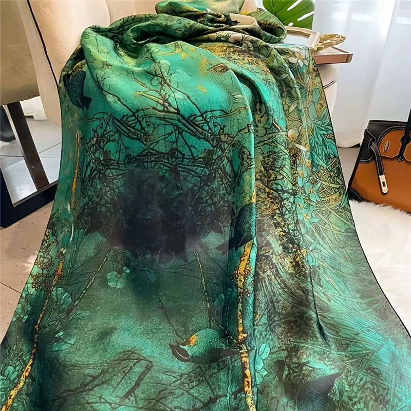 Grand foulard en Satin de soie pour femmes, 180x90cm, imprimé à la mode, Styles de printemps et d'ét