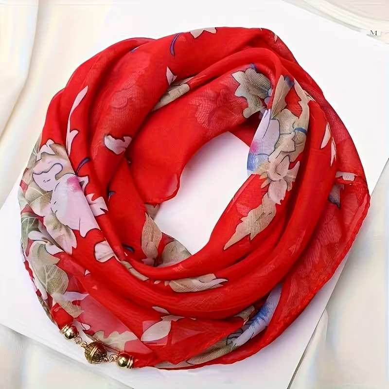 Nouveau Foulard Carré en Mousseline de Luxe pour Femme avec Boucle Magnétique, Protection Solaire et