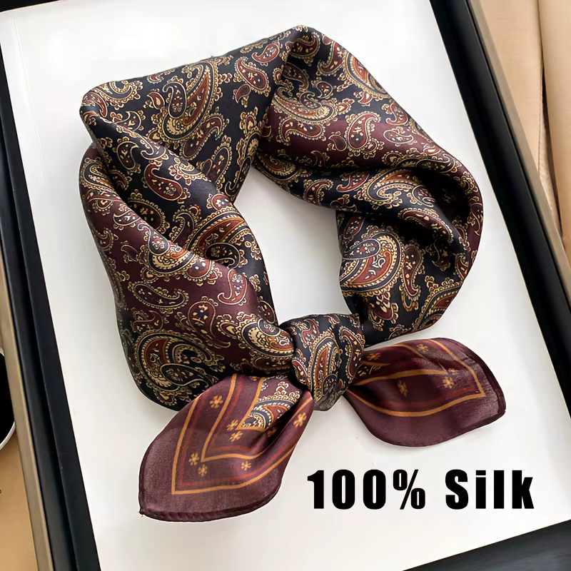 Foulard carré 100 % soie de mûrier pour femme, motif écossais, petit bandeau, imprimé tendance, écha