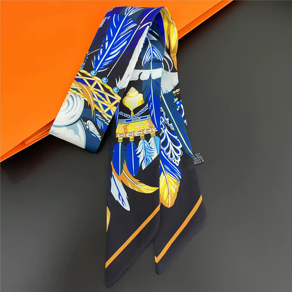 Marque indienne plume sac écharpe 2024 nouveau Design femmes luxe 100% foulard en soie mode bandeau