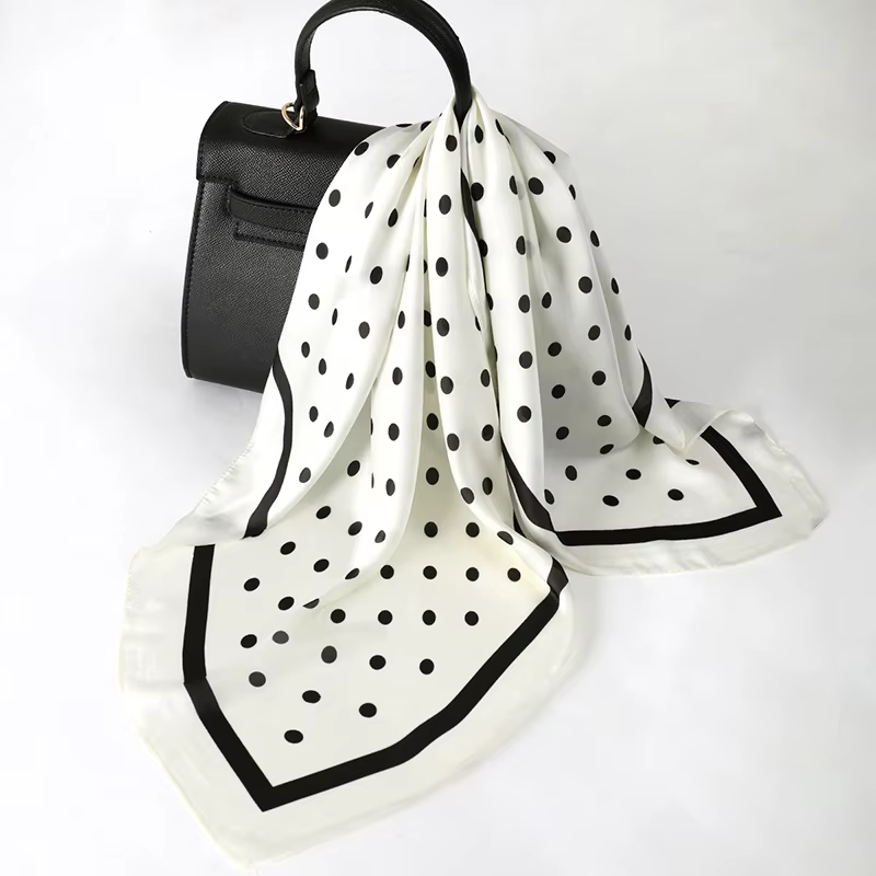 Dame cheveux Dot écharpe femme soie carré foulards bandeau pour femmes Bandana mode Foulard châles f
