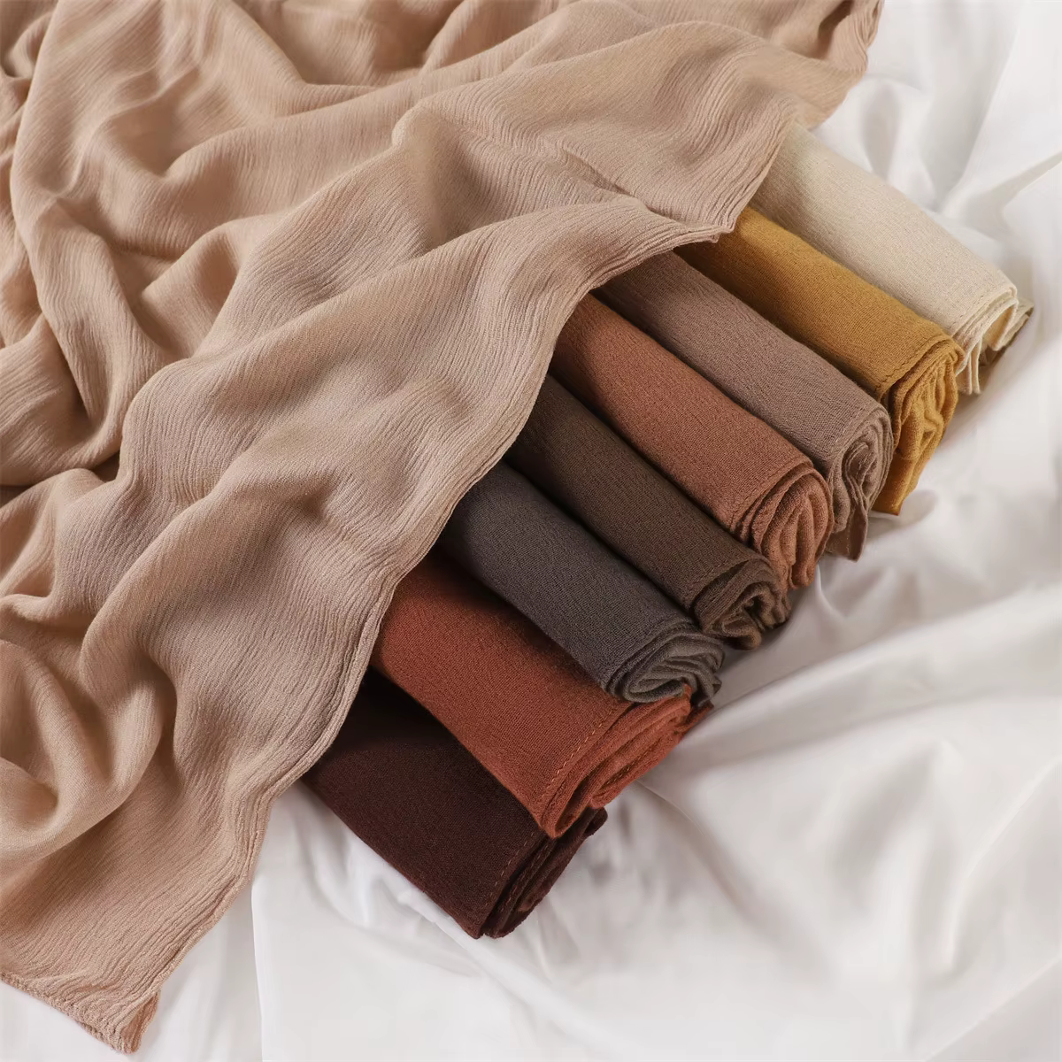 Écharpe Hijab à plis en rayonne de coton uni pour femme, grande taille, monochromatique, dame, envel