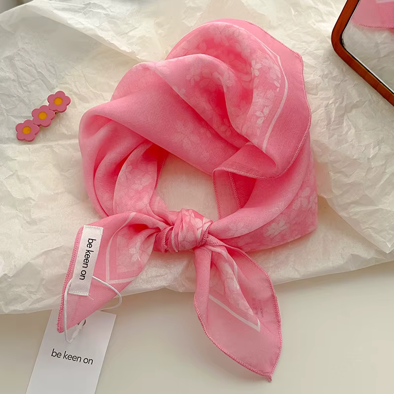 Foulard en soie pour femmes, frais, respirant, doux, artistique, décoratif, petit foulard carré rétr