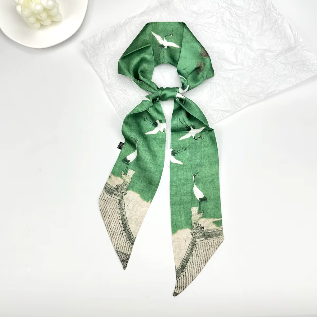 Foulard long en soie imprimé peinture à l'huile paysagère pour femme, écharpe fine, cravate, accesso