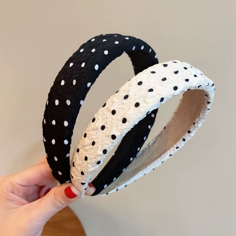 1PC bandeau élégant noir et blanc à pois bandeau rétro français crâne haut rehaussé adulte cheveux a