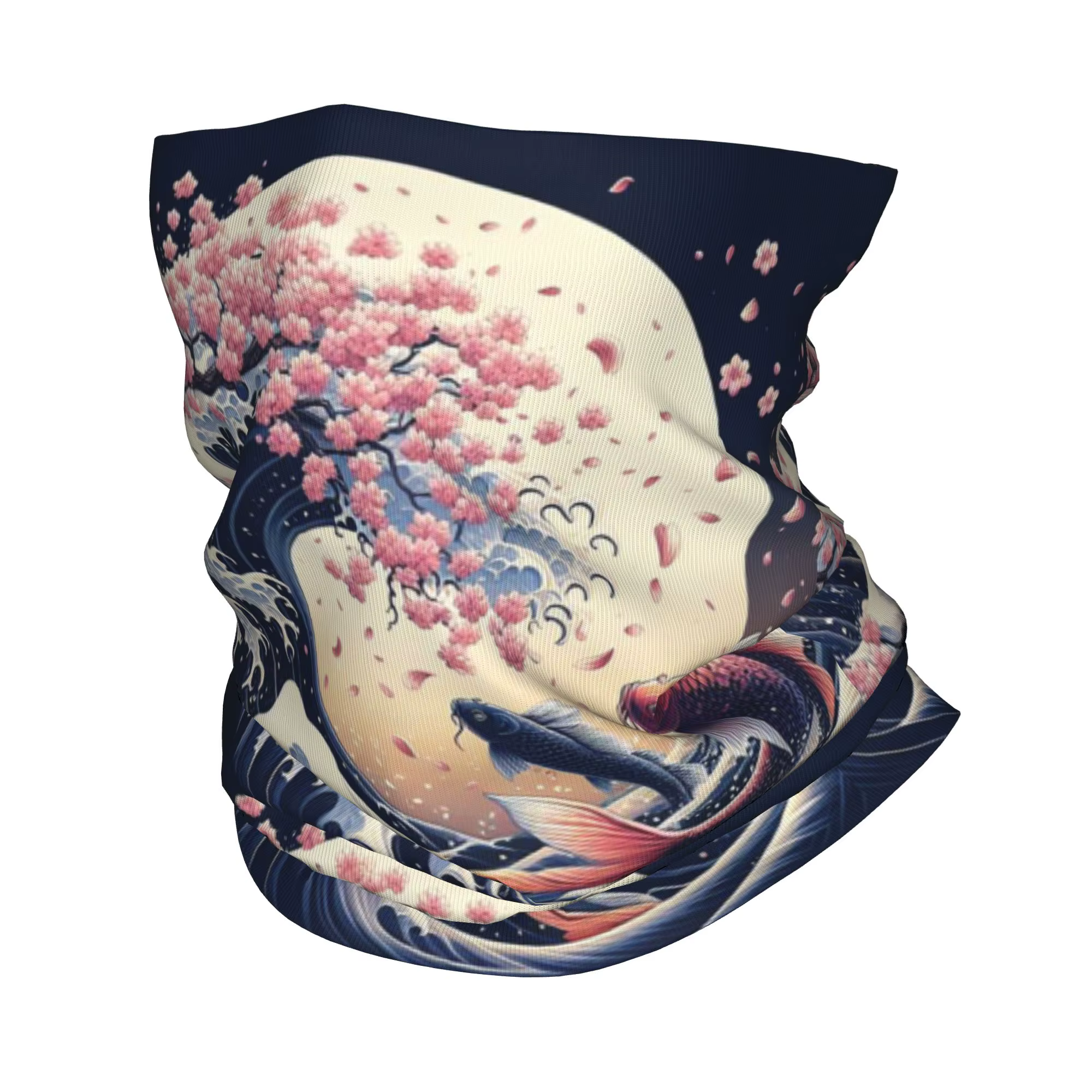 Bandana imprimé Poisson Koi et Grande Vague de Kanagawa, cache-cou, foulard magique, couvre-chef pou