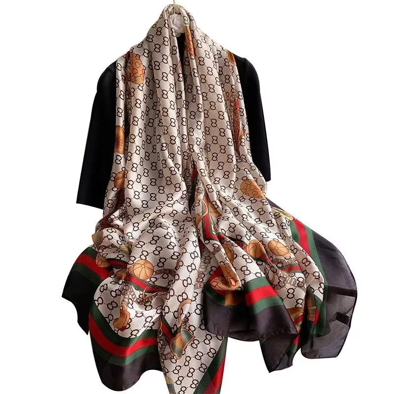 90 × 180 cm été nouvelle mode Simulation foulard en soie polyvalent mince foulards en soie de mûrier
