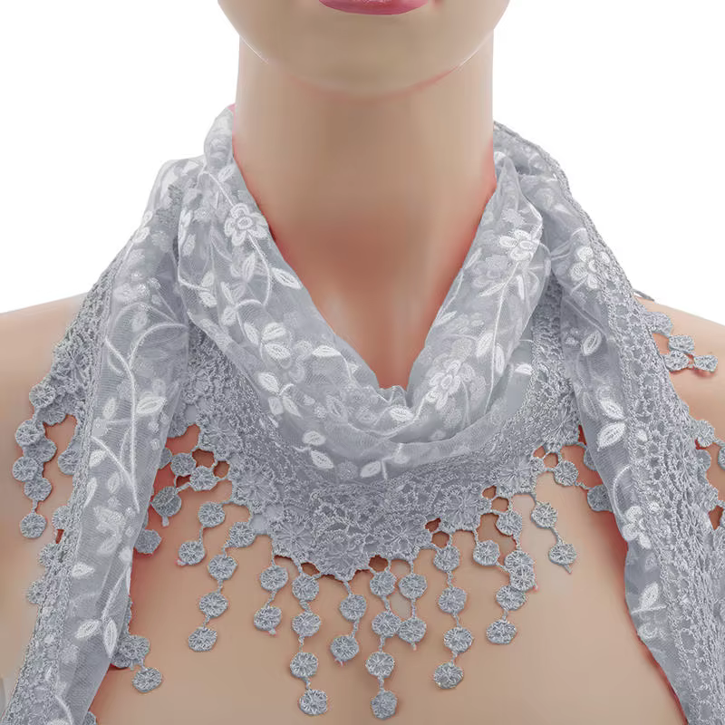 Foulards triangulaires en dentelle pour femmes, châle polyvalent, couleur unie, écharpe à pampilles