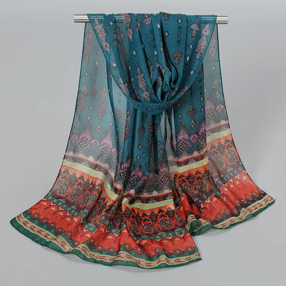 Style indien nouvelles foulards en mousseline de soie femmes respirant mince Simulation foulard en s