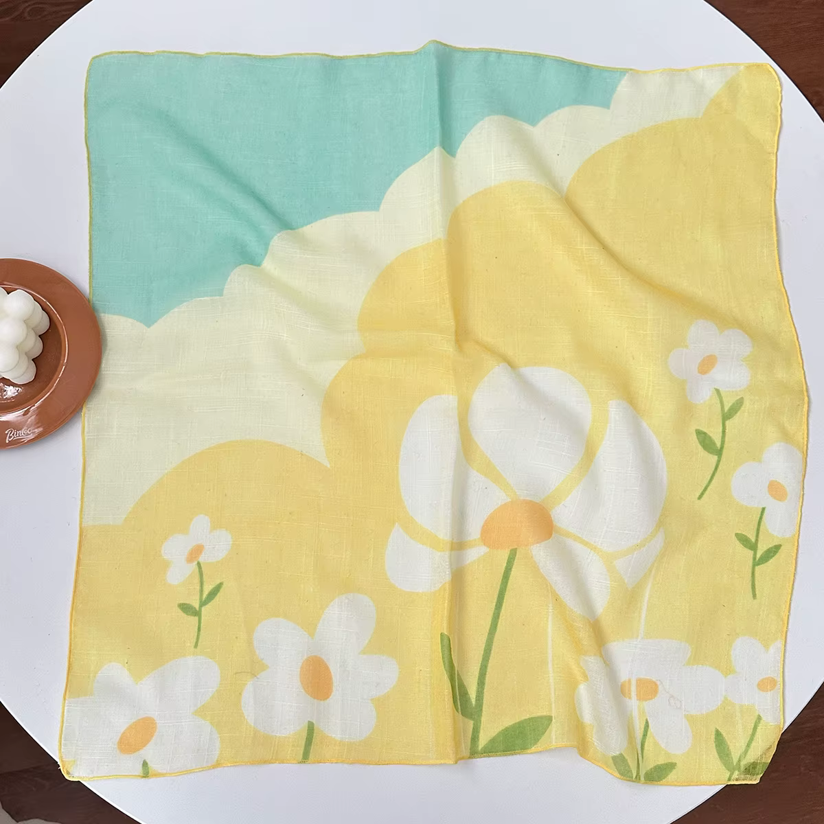 Nouveau style printemps-automne, petit foulard carré en soie à fleurs roses pour femmes, foulard déc