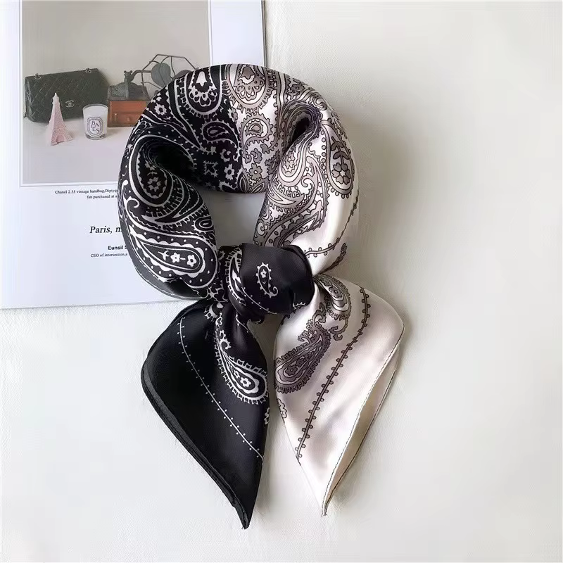Foulard carré imprimé de luxe pour femmes, bandeaux de cheveux Hijab, foulard de la présidence, châl