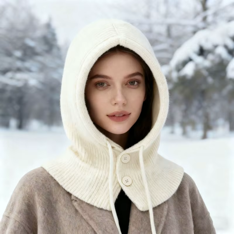 Hiver chaud à capuche écharpe chapeau tricot cagoule pour femmes hommes hiver cou guêtres bonnet crâ