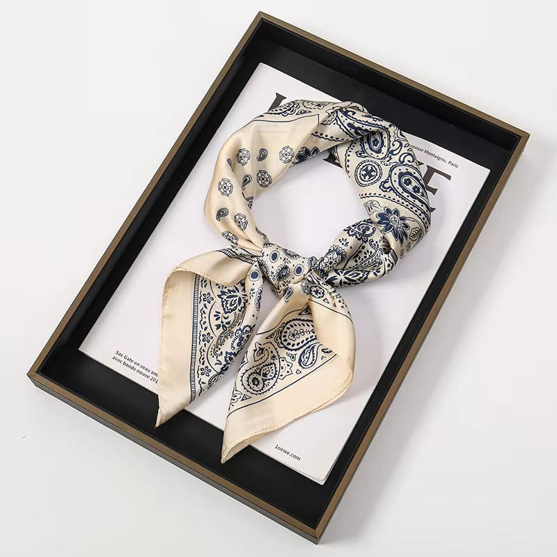 Foulard de styliste imprimé Paisley rétro pour femmes, 70x70cm, foulards en soie, luxe Hip-hop, Hija