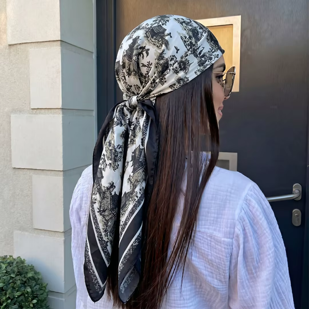 Foulard carré tendance, hijab, bandana, mouchoir, foulards en satin, foulard pour femme, châle coupe