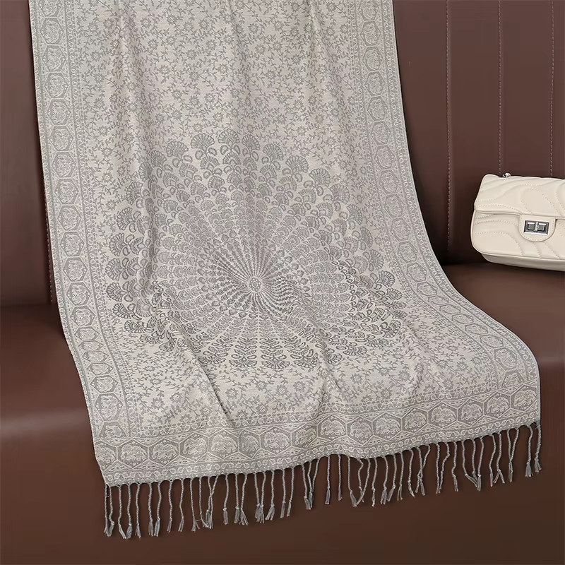 [T123] 70*180 cm Style ethnique en plein air femmes Paisley Jacquard écharpe épais cachemire gland c