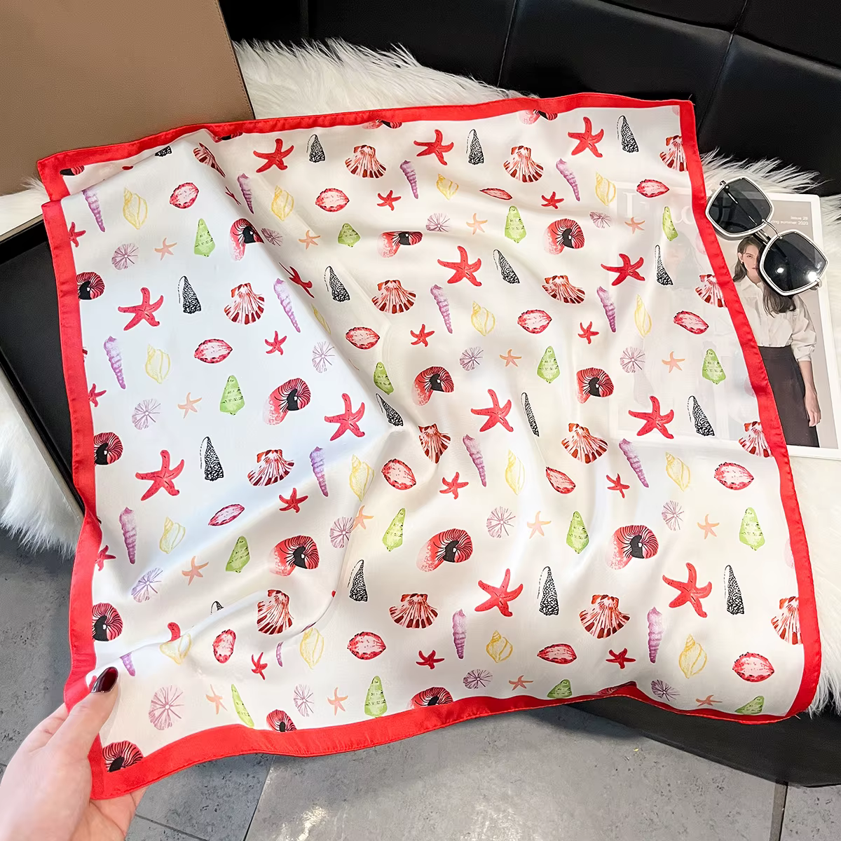 Écharpes de mode pour femmes, châle imprimé en soie satinée, hijab, bandana féminin 70*70cm, châles