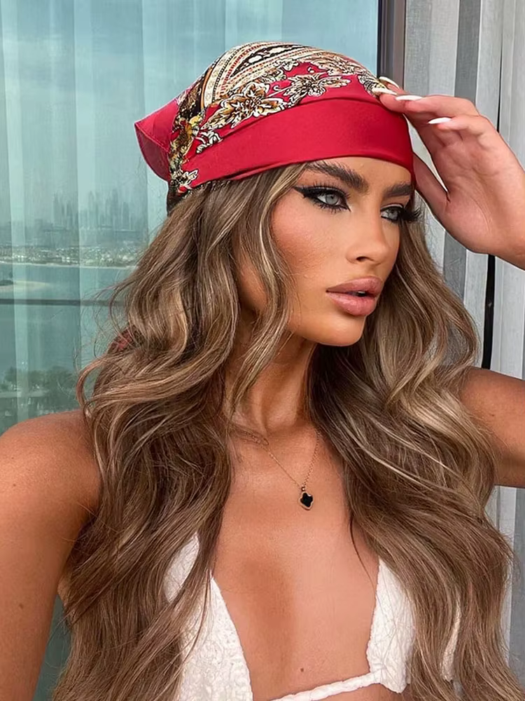 Foulard en Soie Satinée Printemps 2026 pour Femme – Élégant Foulard Floral, Bandana et Bandeau pour 