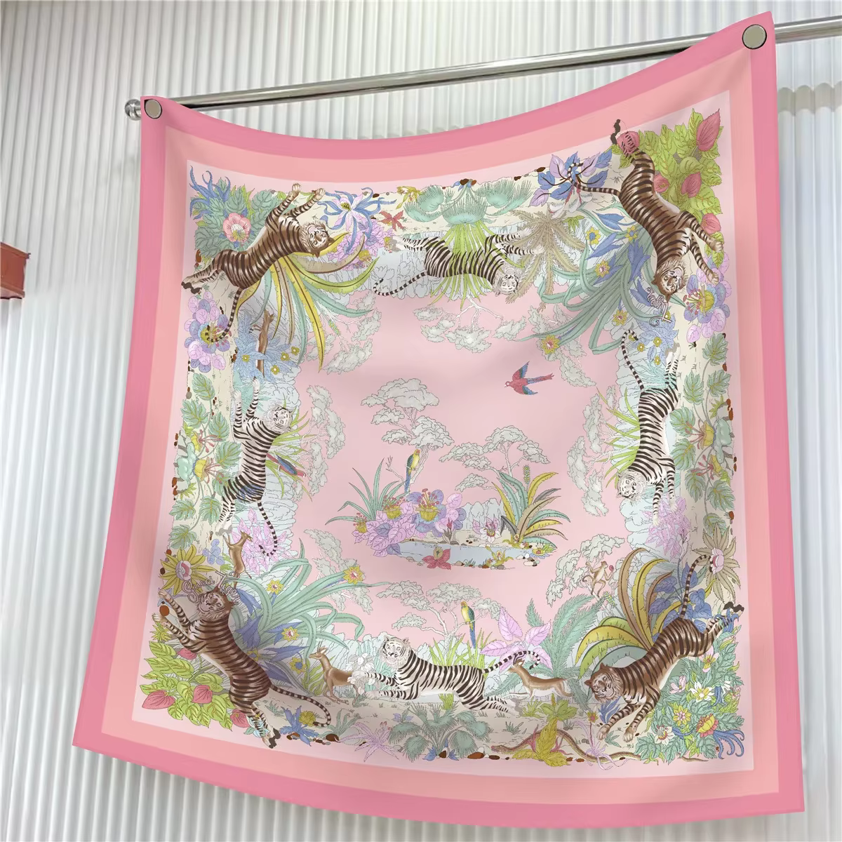 Nouvelle fleur concepteur foulards sergé soie grand carré écharpe femmes voyage châle foulard 90 cm 
